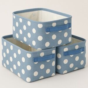 Steel Mill & Co Storage Bin Set of 3 Blue Polka Dot